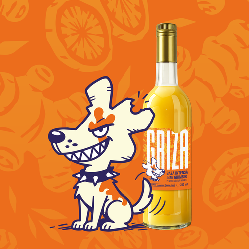 Bază de ghimbir Griza 750 ml cu 50% ghimbir, alături de mascota Ginger Head